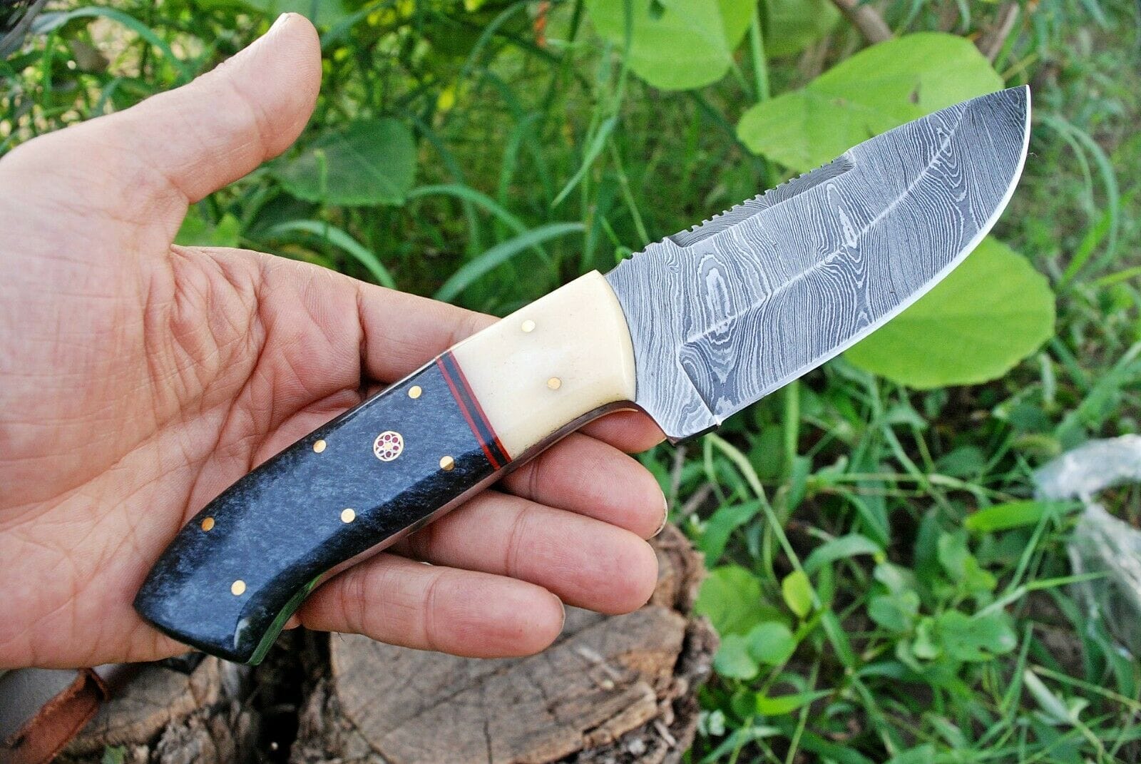 KBS Knives Store Skinner Knife Fixed Blade Custom Handmade Damascus Steel Skinning Knife