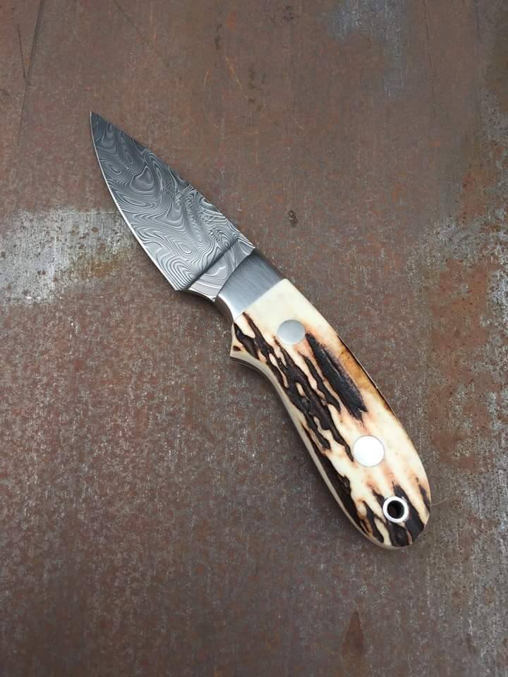 KBS Knives Store Skinner Knife Full Tang Custom Handmade Damascus Steel Hunting Skinning Knife