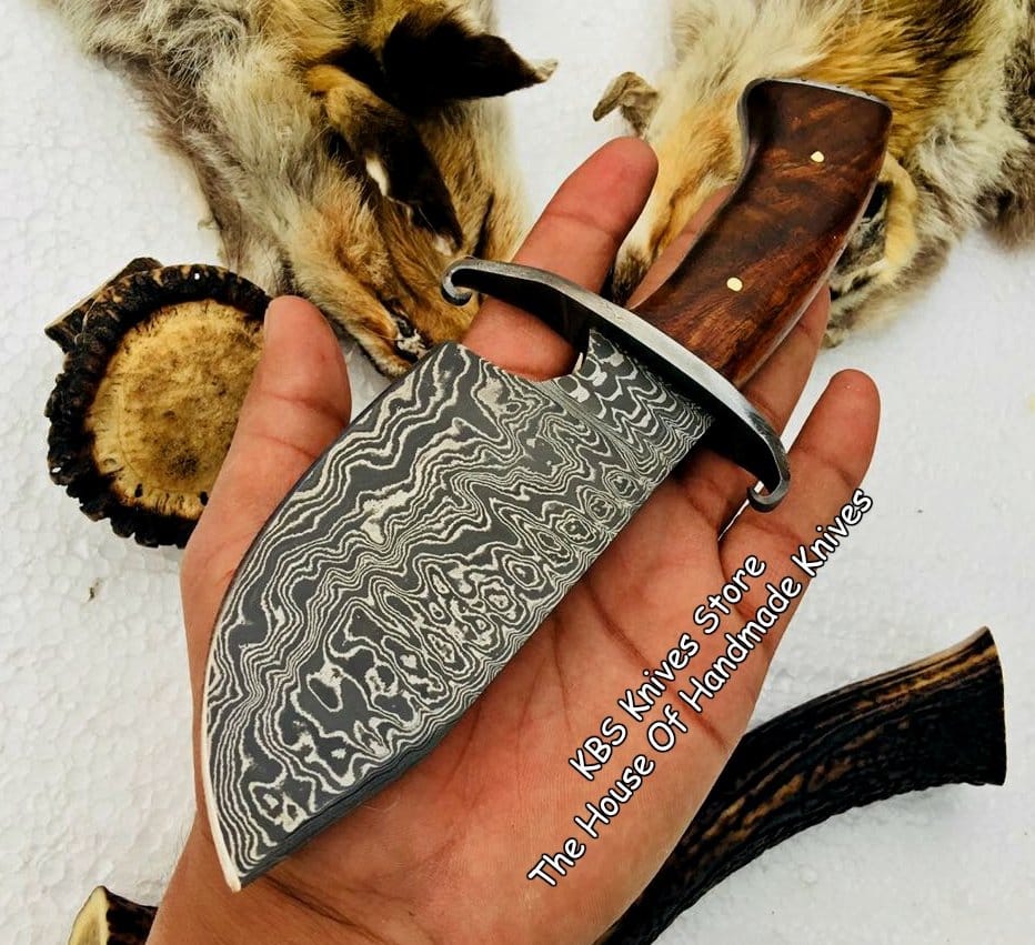 KBS Knives Store Skinner Knife Full Tang Custom Handmade Damascus Steel Hunting Skinning Knives