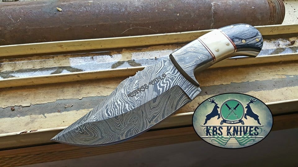 KBS Knives Store Skinner Knife Full Tang Custom Handmade Damascus Steel Skinner Knife