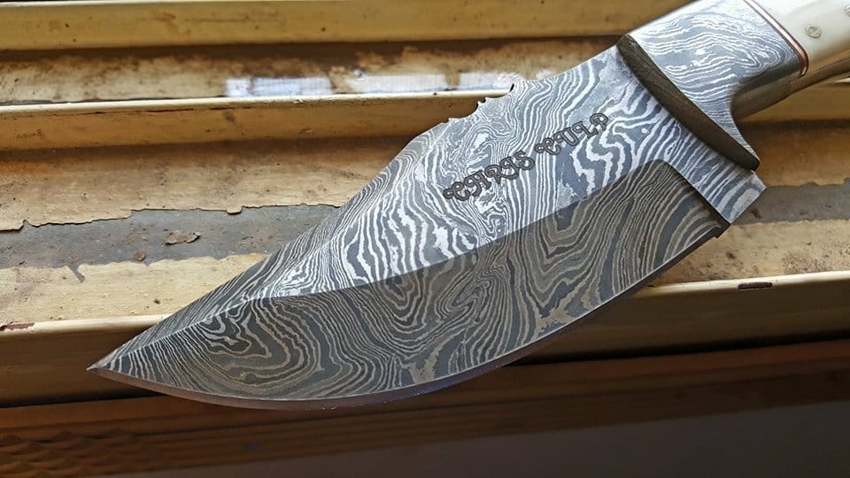 KBS Knives Store Skinner Knife Full Tang Custom Handmade Damascus Steel Skinner Knife