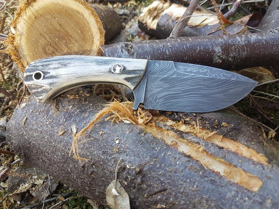 KBS Knives Store Skinner Knife Full Tang Custom Handmade Damascus Steel Skinner Knife