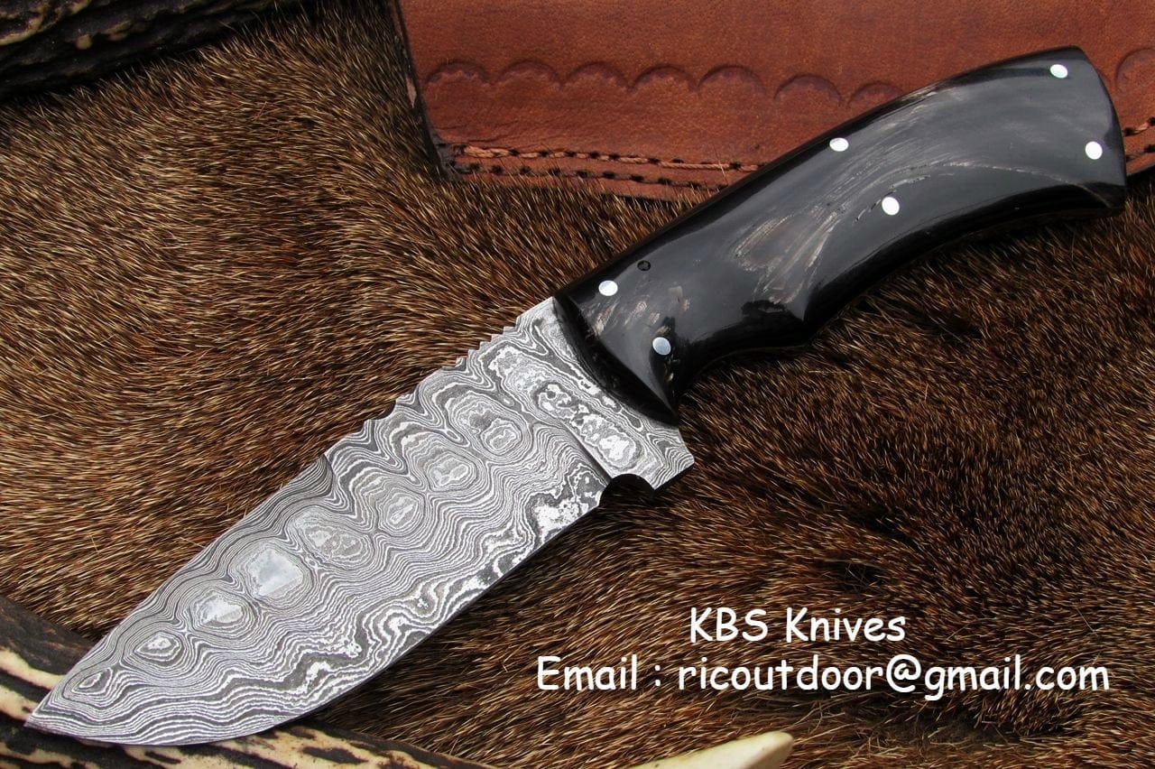 KBS Knives Store Skinner Knife Hand Made Damascus Skinning Knife