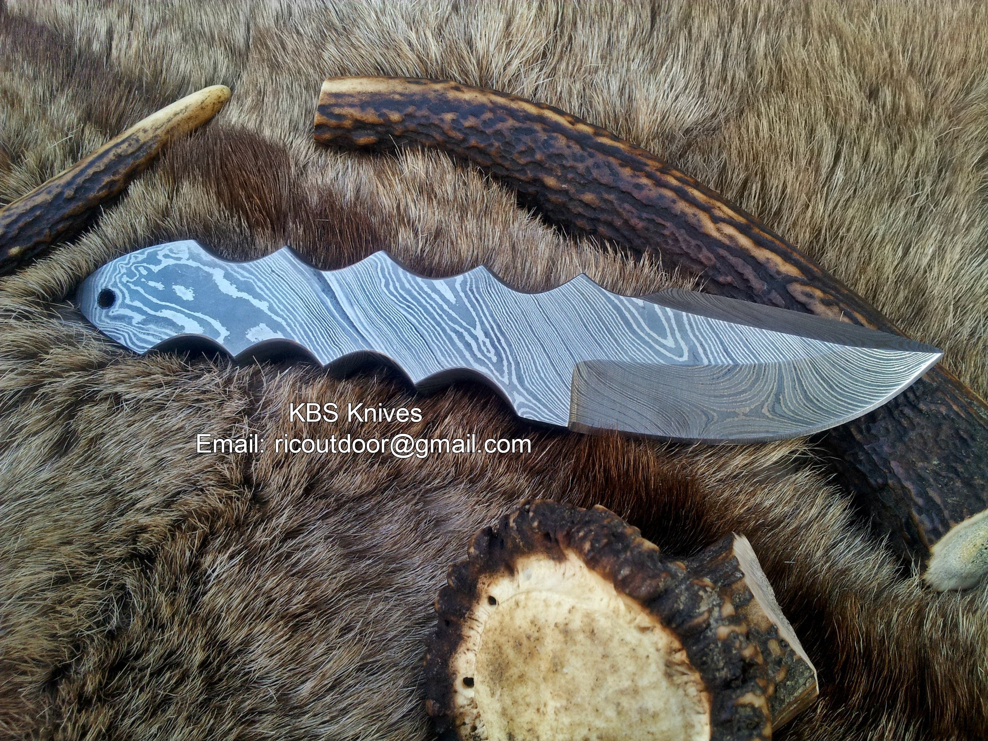 KBS Knives Store Skinner Knife Hand Made Full Damascus Skinning Knife