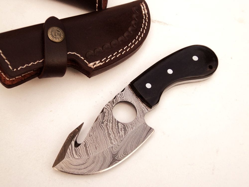 KBS Knives Store Skinner Knife Handmade Damascus Guthook Skinning Knife