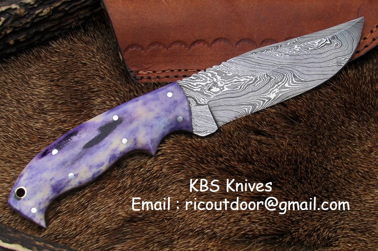 KBS Knives Store Skinner Knife Handmade Damascus Skinning Knife