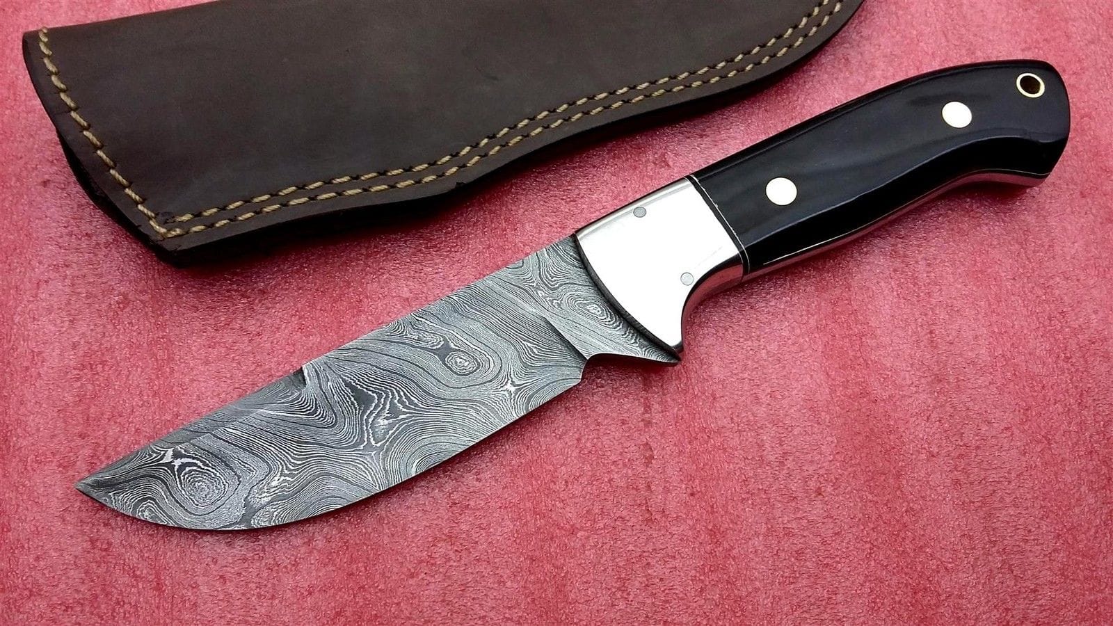 KBS Knives Store Skinner Knife Handmade Twist Damascus Steel Skinning Knife