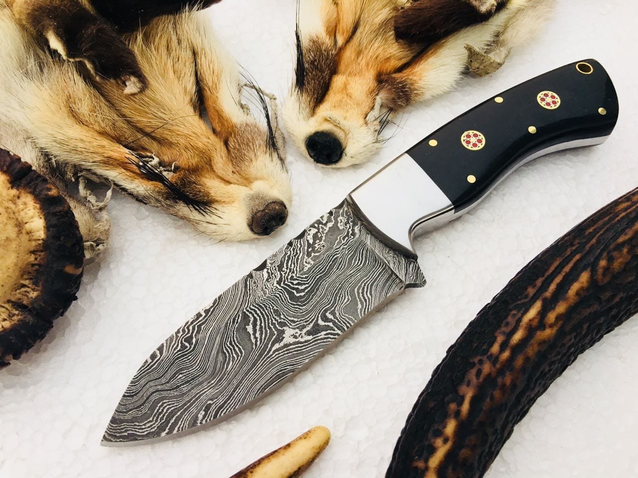 KBS Knives Store Skinner Knife New Custom Handmade Damascus Steel Hunting Skinning EDC Knife