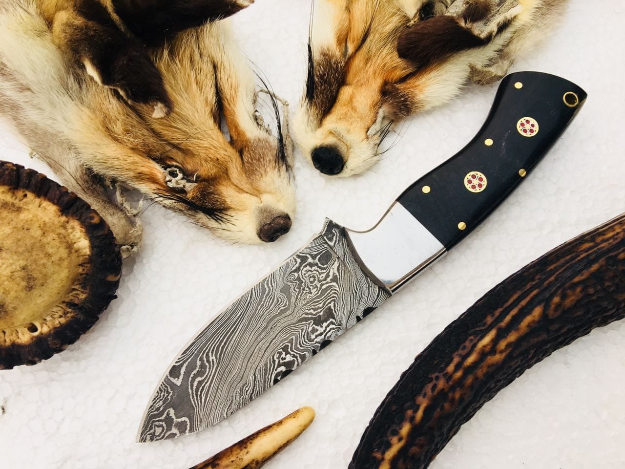 KBS Knives Store Skinner Knife New Custom Handmade Damascus Steel Hunting Skinning EDC Knife