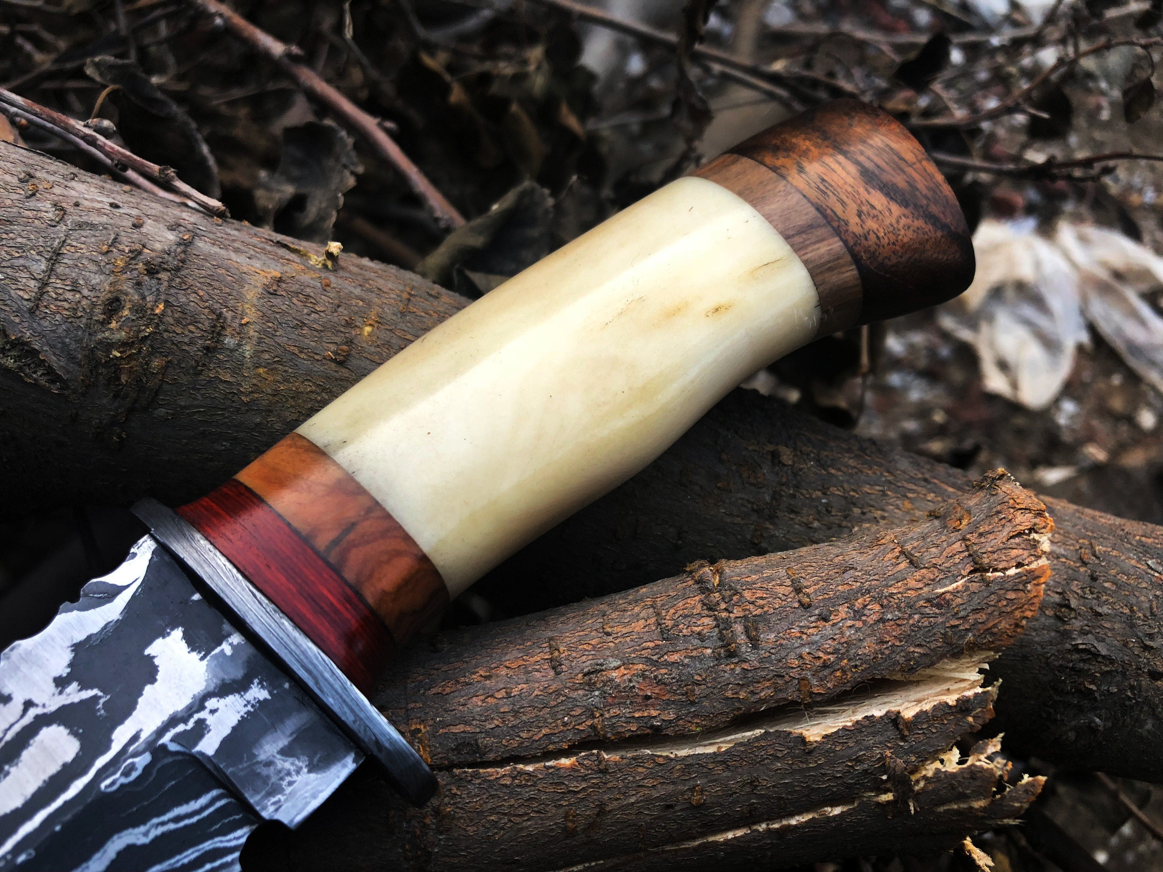 KBS Knives Store Skinner Knife New Custom Handmade Damascus Steel Hunting Skinning Knife
