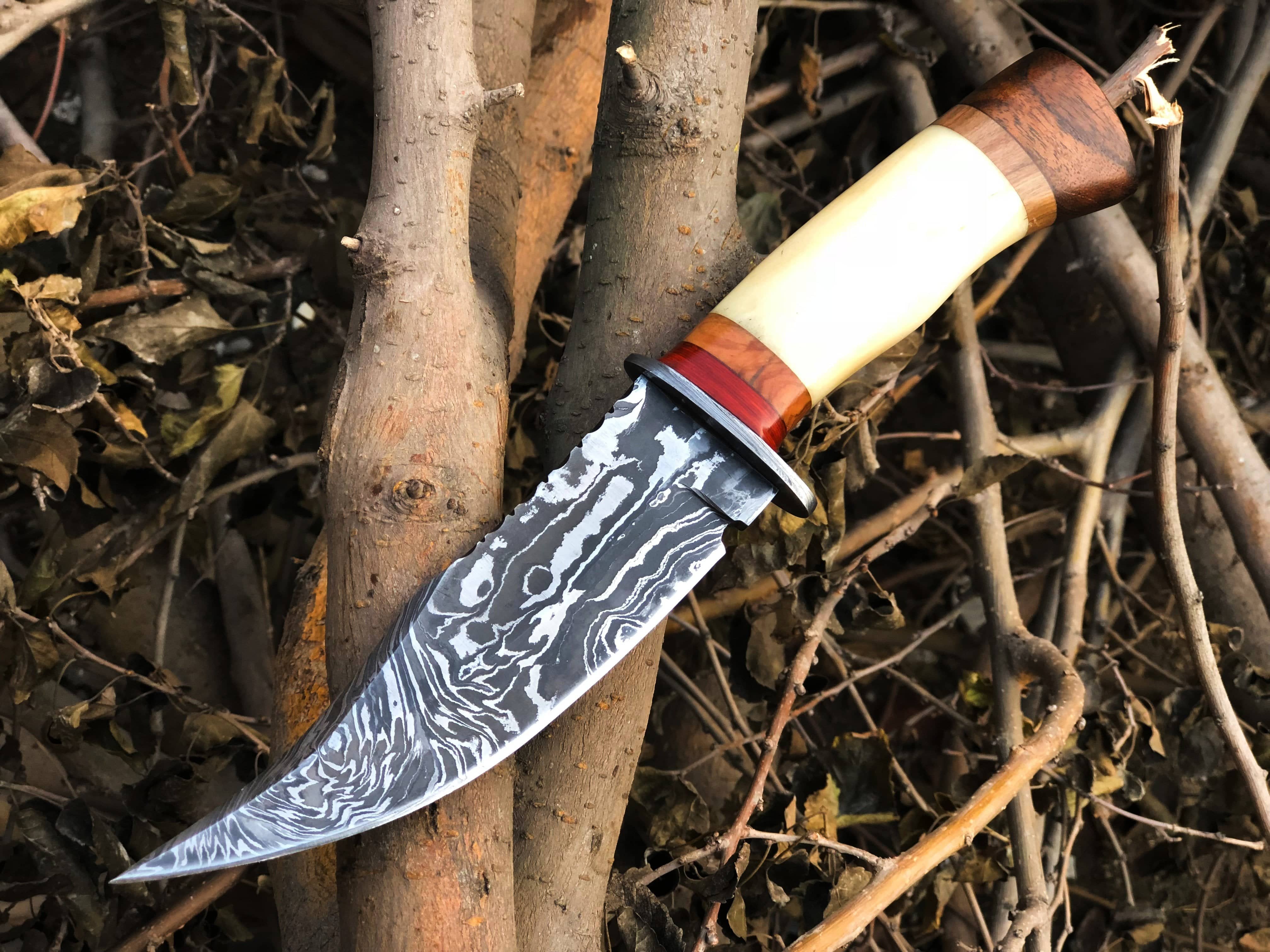 KBS Knives Store Skinner Knife New Custom Handmade Damascus Steel Hunting Skinning Knife