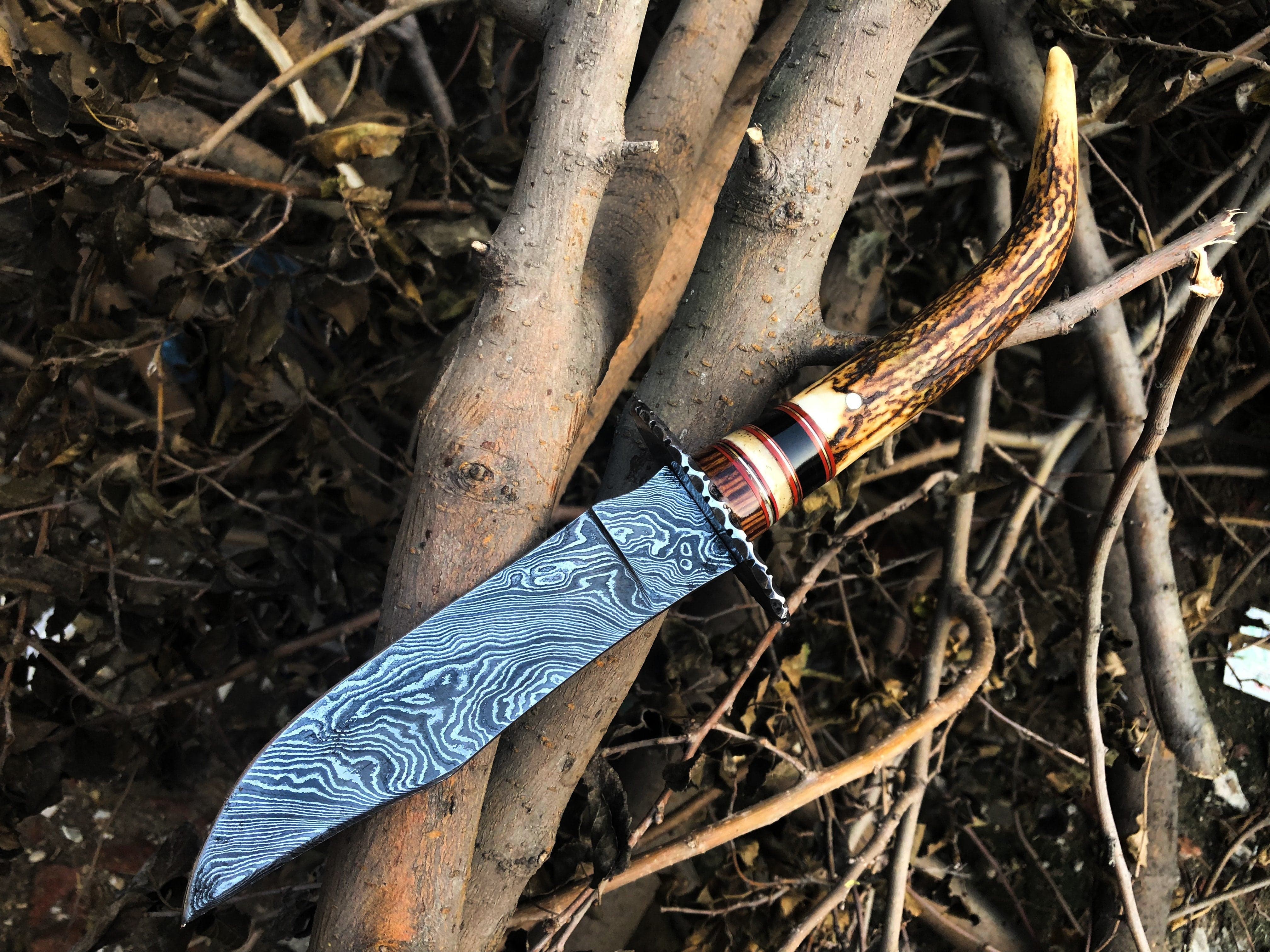 KBS Knives Store Skinner Knife New Custom Handmade Damascus Steel Hunting Skinning Knife
