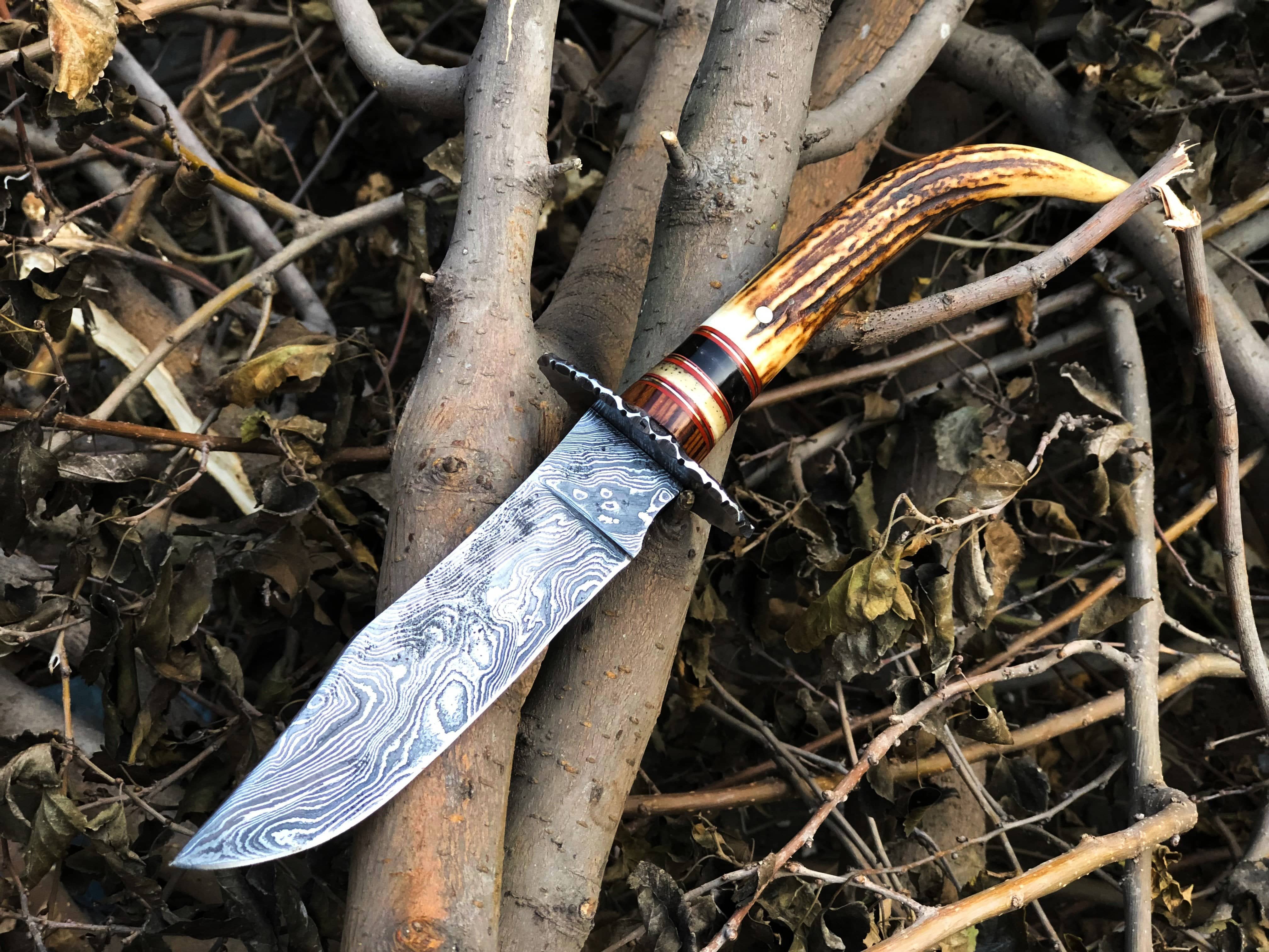 KBS Knives Store Skinner Knife New Custom Handmade Damascus Steel Hunting Skinning Knife