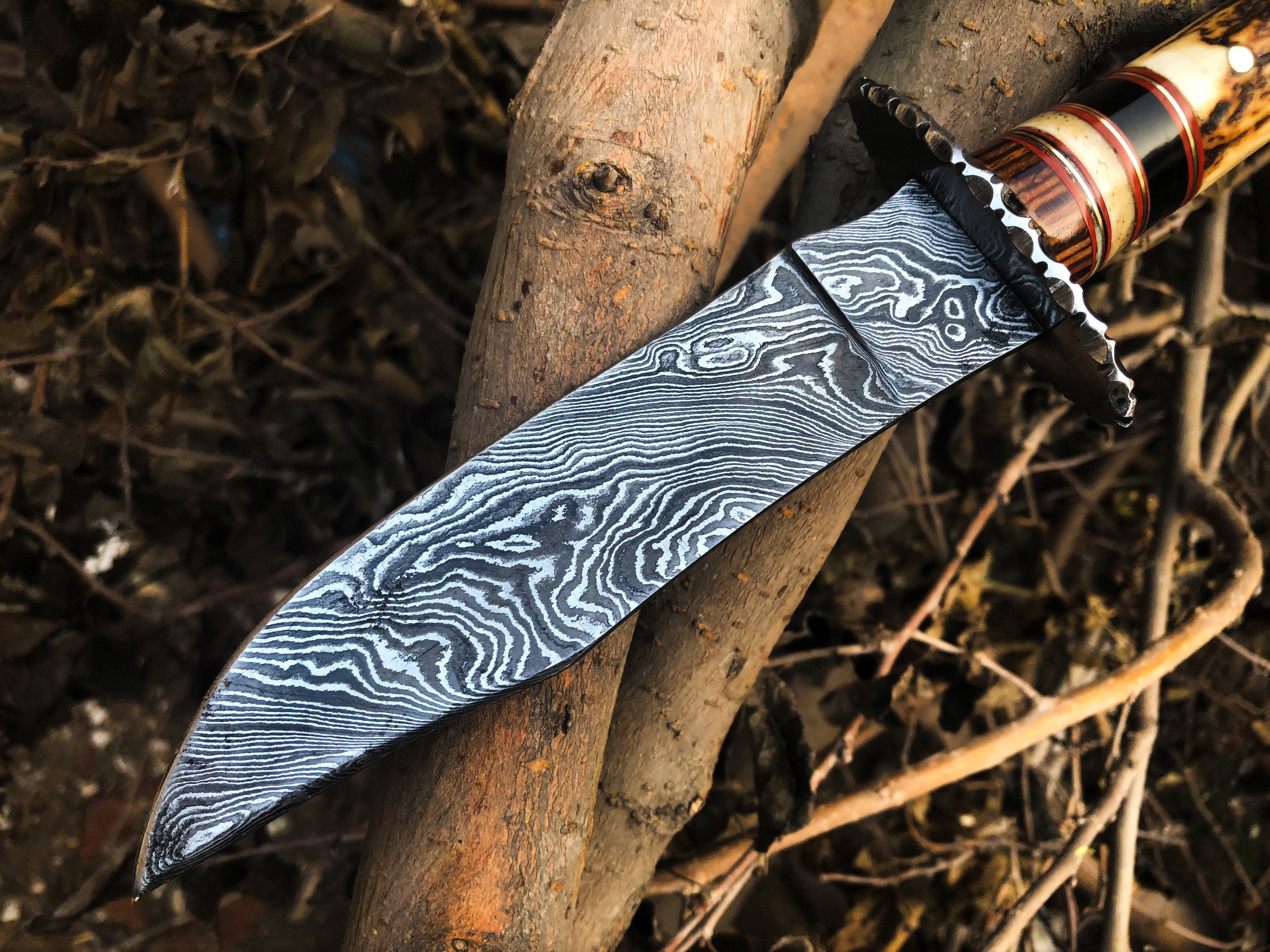 KBS Knives Store Skinner Knife New Custom Handmade Damascus Steel Hunting Skinning Knife