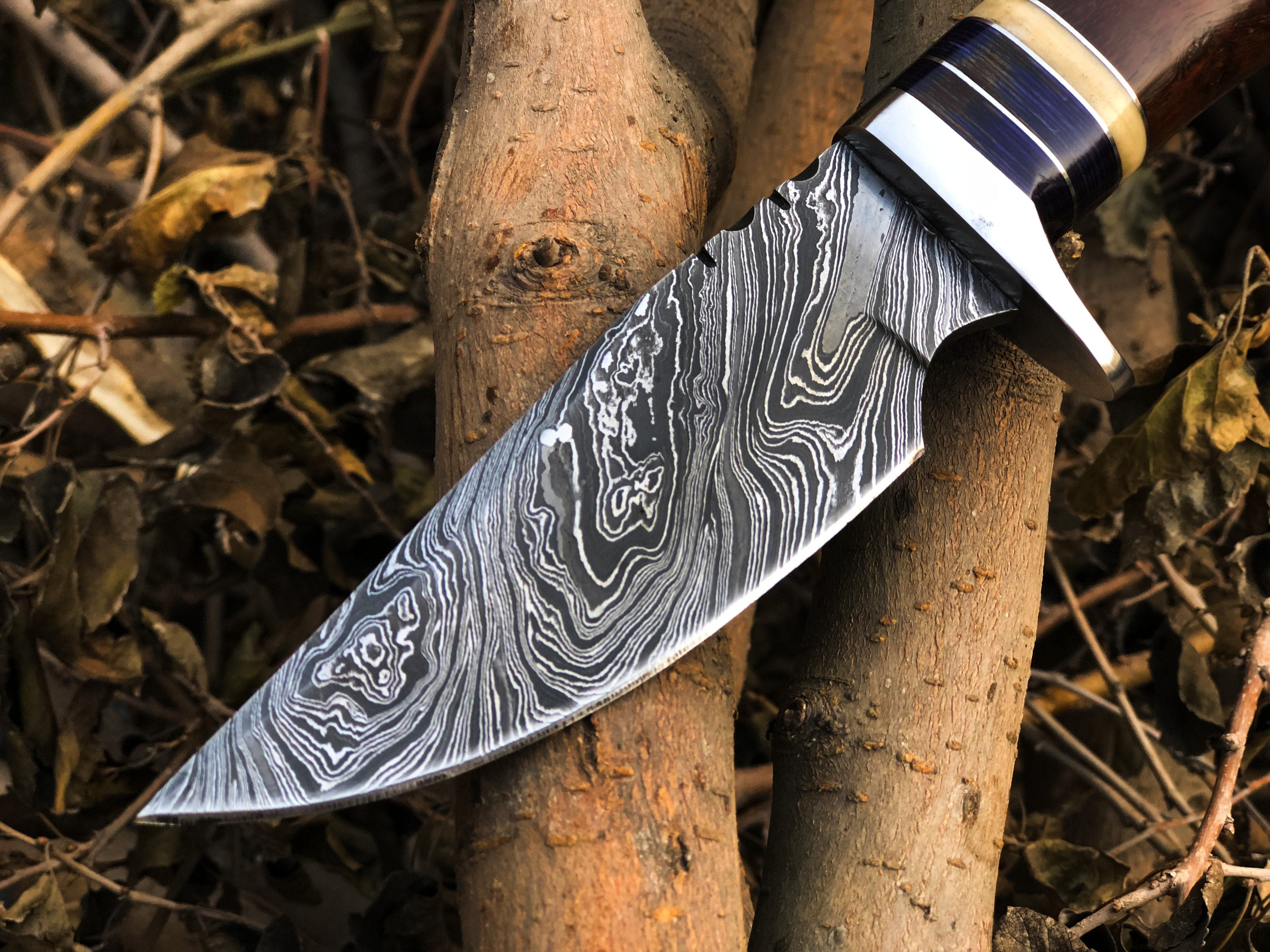 KBS Knives Store Skinner Knife New Custom Handmade Damascus Steel Hunting Skinning Knife