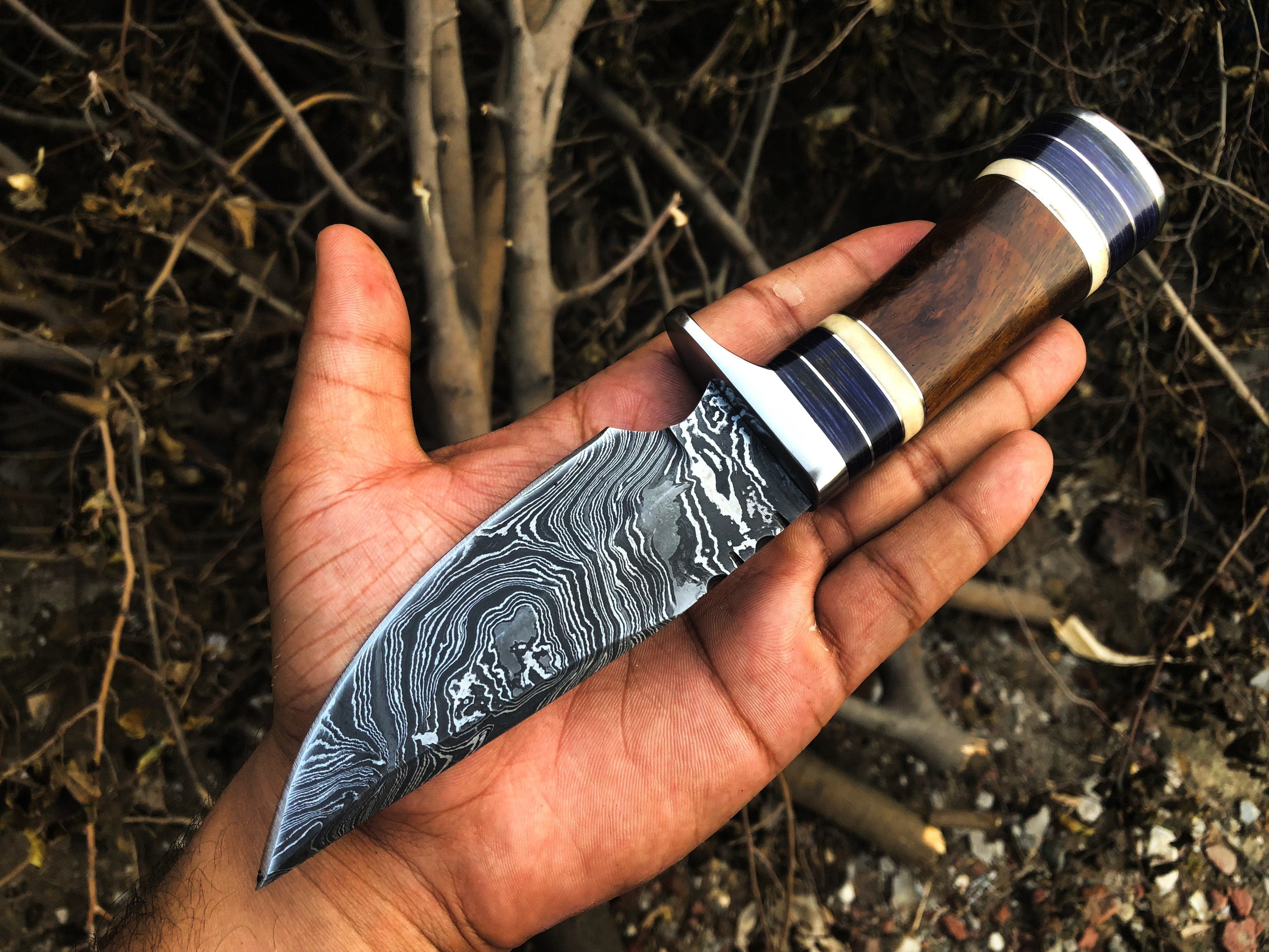 KBS Knives Store Skinner Knife New Custom Handmade Damascus Steel Hunting Skinning Knife