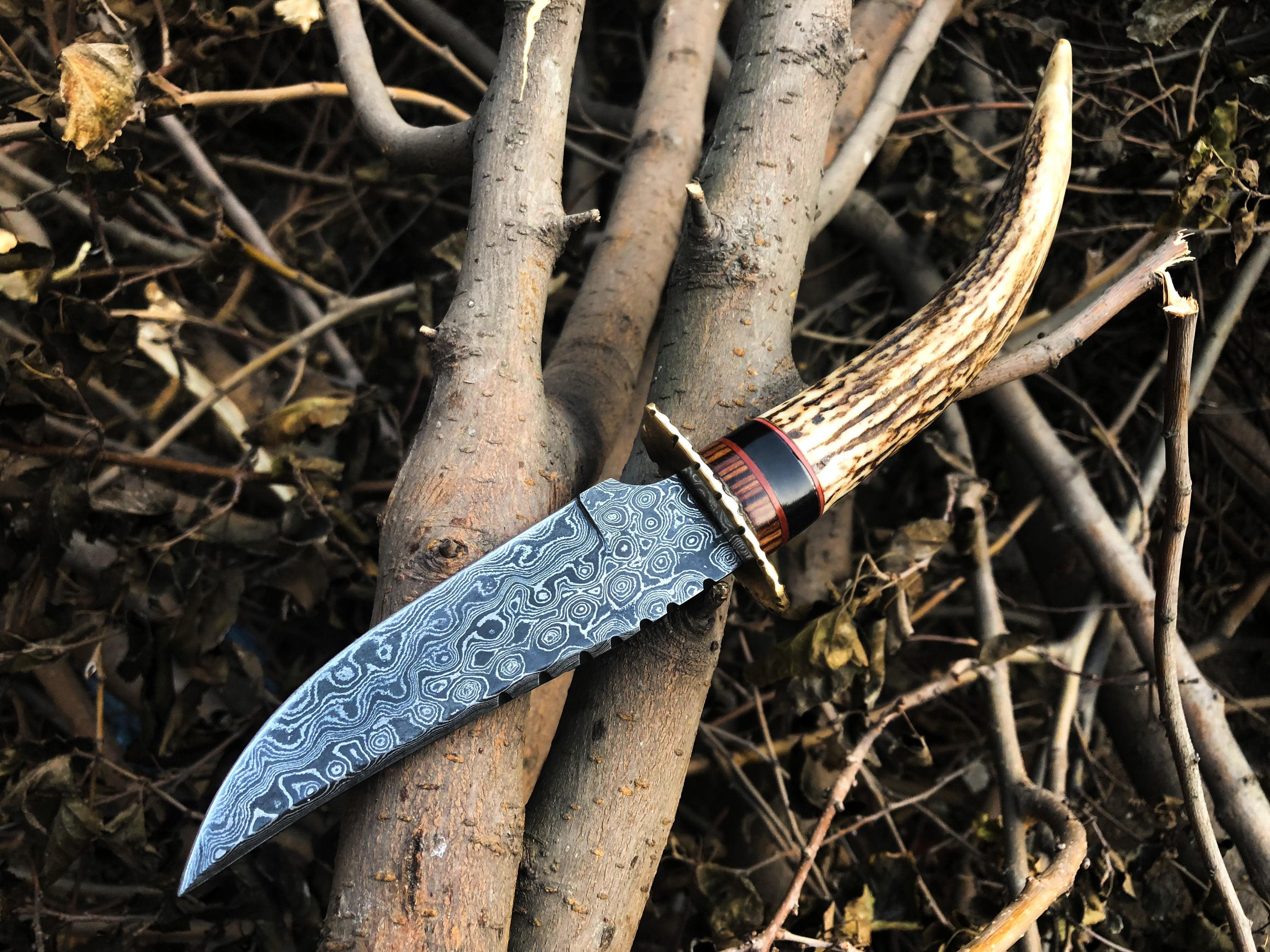 KBS Knives Store Skinner Knife New Custom Handmade Damascus Steel Hunting Skinning Knife