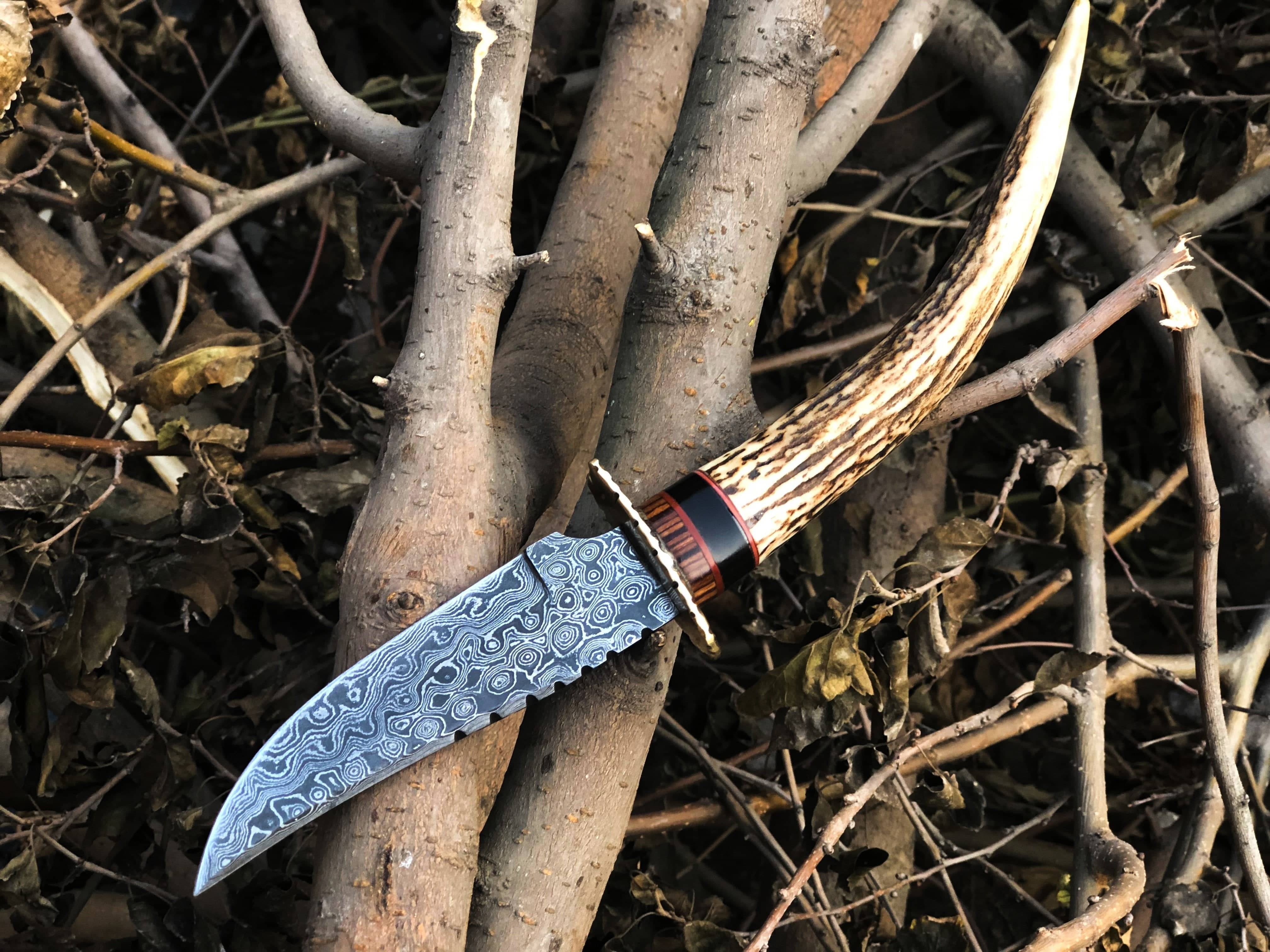 KBS Knives Store Skinner Knife New Custom Handmade Damascus Steel Hunting Skinning Knife