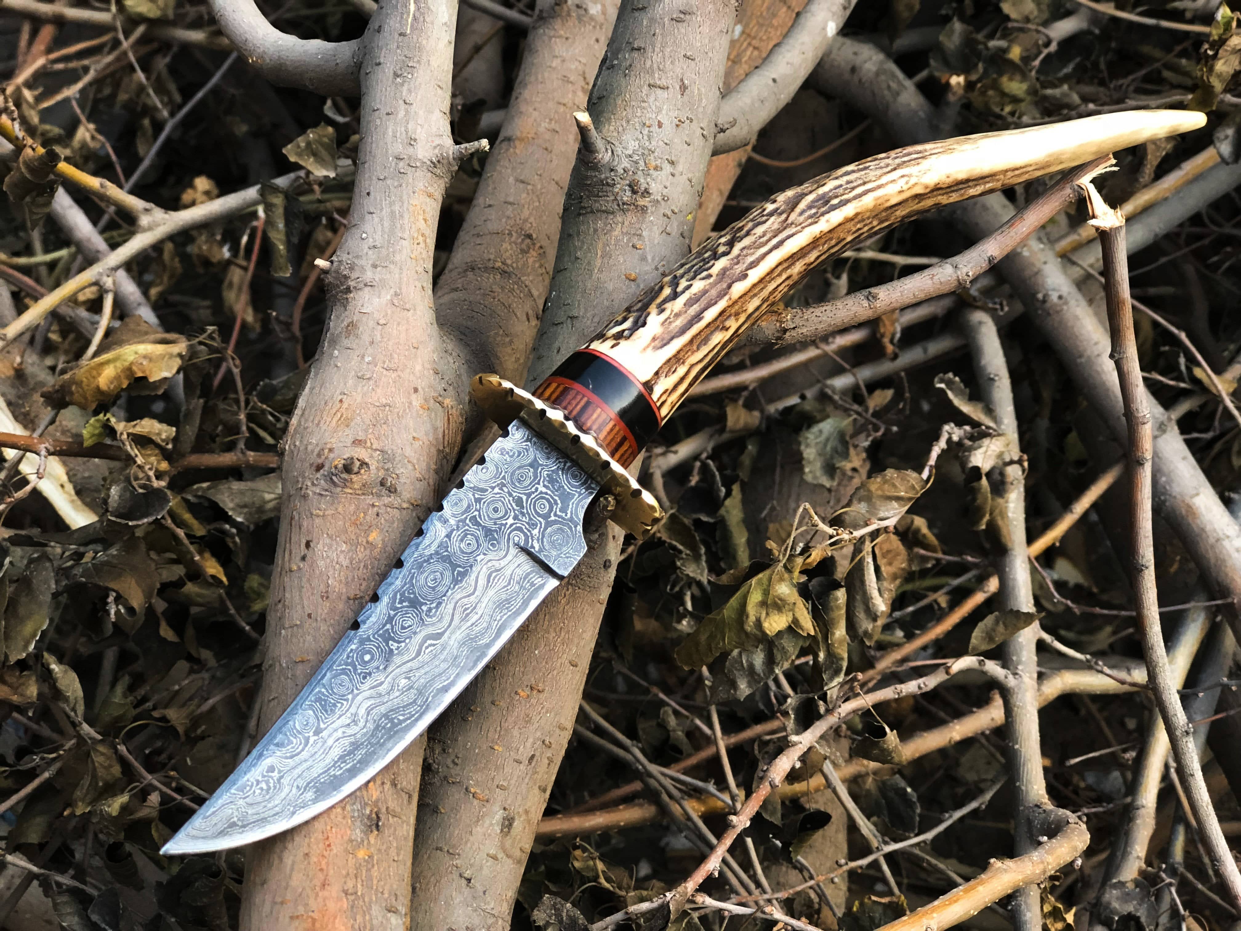 KBS Knives Store Skinner Knife New Custom Handmade Damascus Steel Hunting Skinning Knife