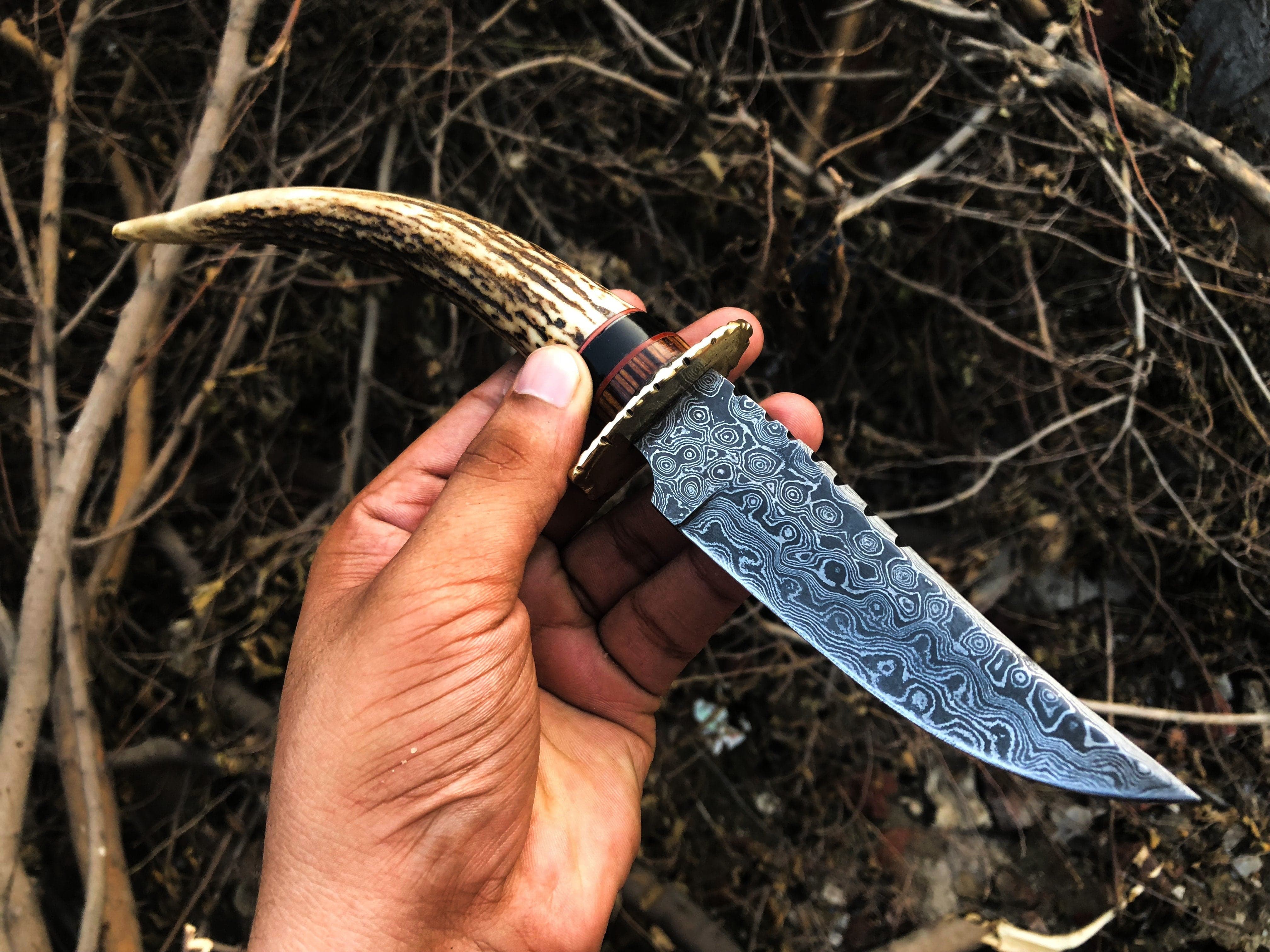 KBS Knives Store Skinner Knife New Custom Handmade Damascus Steel Hunting Skinning Knife