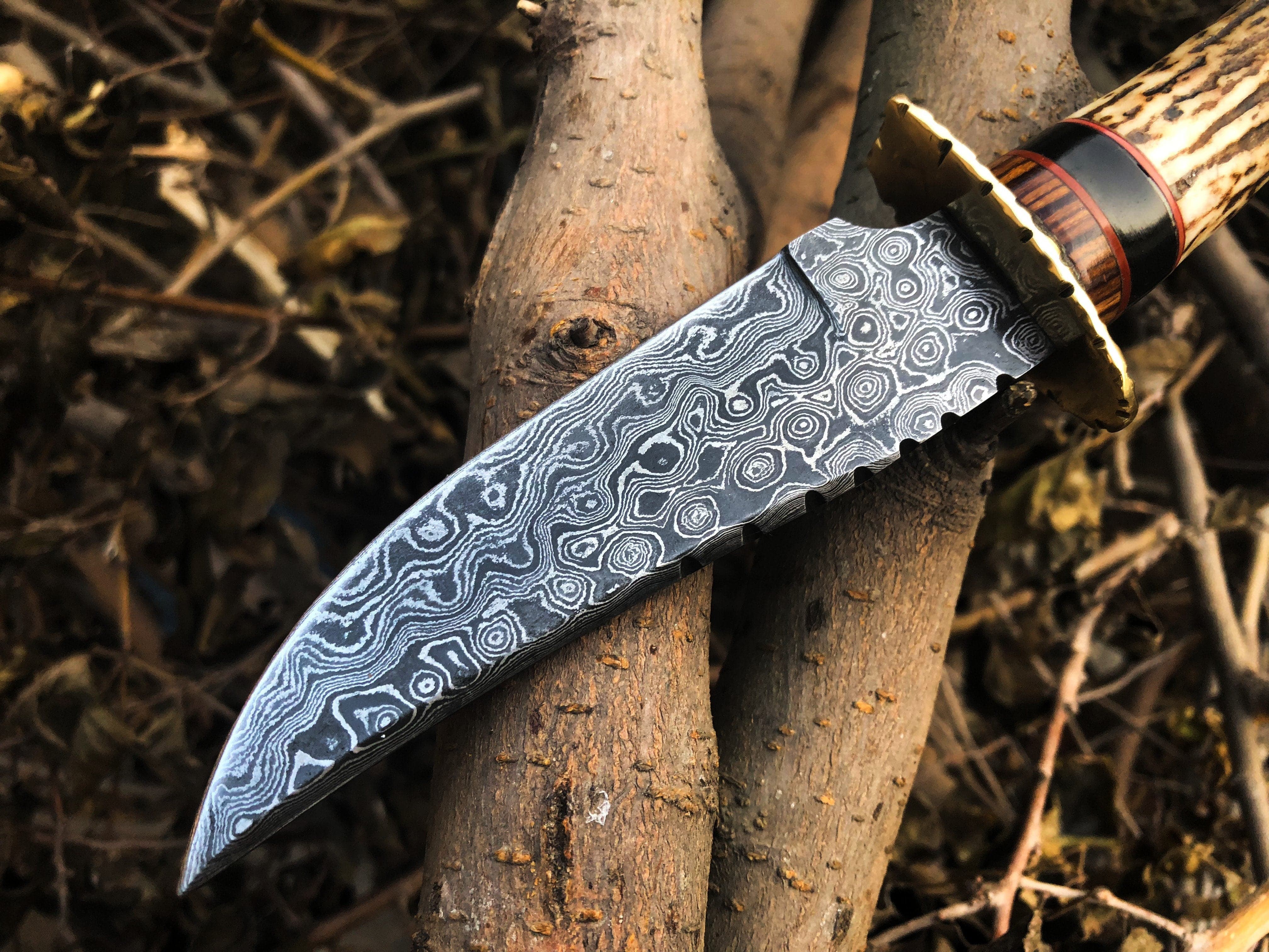 KBS Knives Store Skinner Knife New Custom Handmade Damascus Steel Hunting Skinning Knife