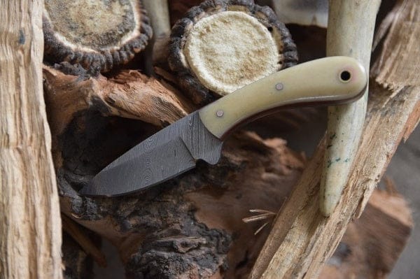 KBS Knives Store Skinner Knife Ranch Handmade Damascus Steel Blade EDC Skinner Knife