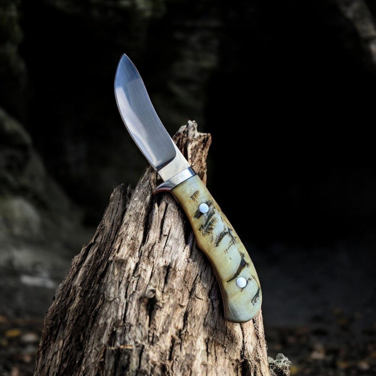 KBS Knives Store Skinner Knives Best Knife for Field Dressing – 7.8" Full Tang D2 Steel with Mountain Sheep Horn Handle, Steel Guard & Leather Sheath