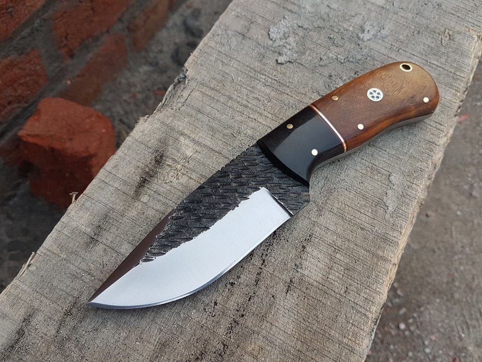 KBS Knives Store Skinner Knives Custom Handcrafted 1095 Forged Steel Fixed Blade Skinning Knife - 8.25 Inch Buffalo Horn & Rosewood Handle - Premium Quality by KBS Knives