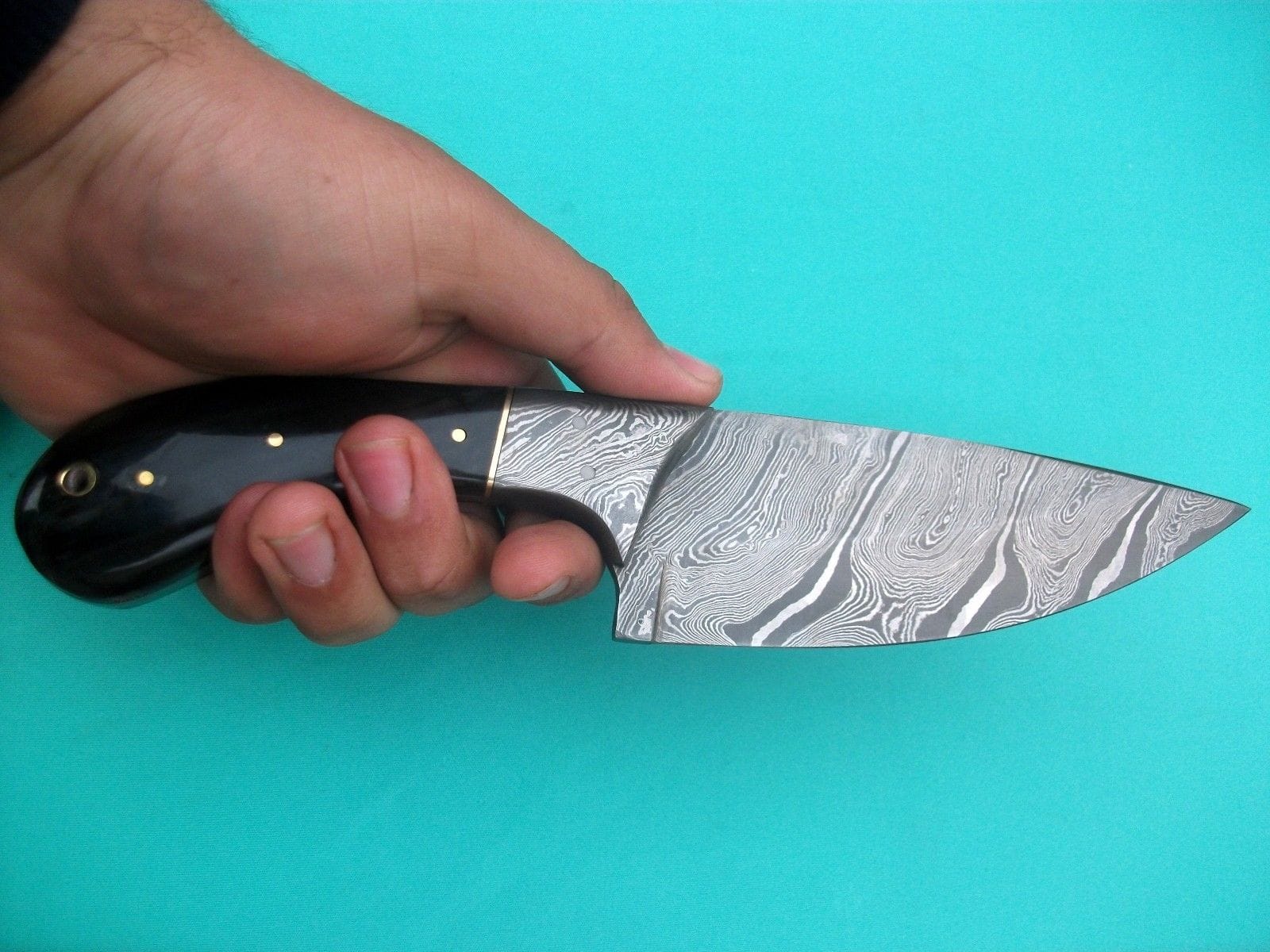 KBS Knives Store Skinner Knives Custom Handmade 8-Inch Skinny Knife – Damascus Steel with Buffalo Horn Handle