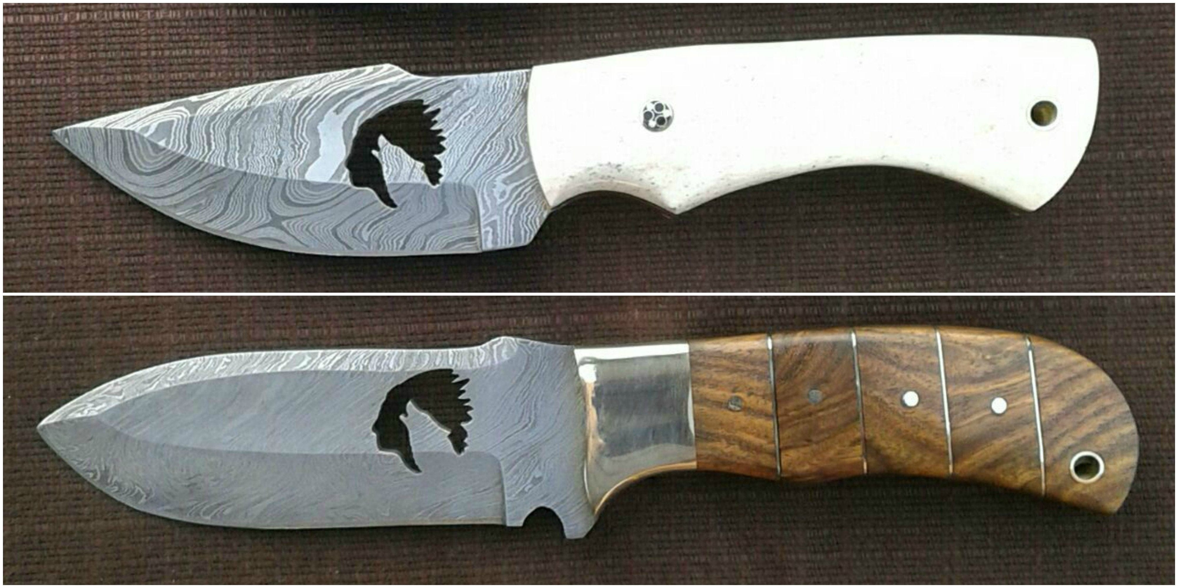KBS Knives Store Skinner Knives Custom Handmade Deer Hunting Skinning Knife with Wolf Wirecut Blade