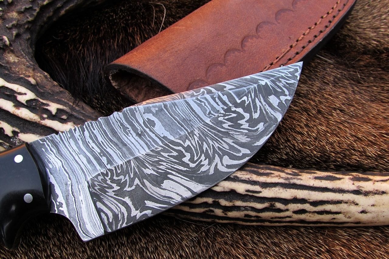 KBS Knives Store Skinner Knives Custom Handmade Deer Skinning Knife – 8.5 Inches Damascus Steel