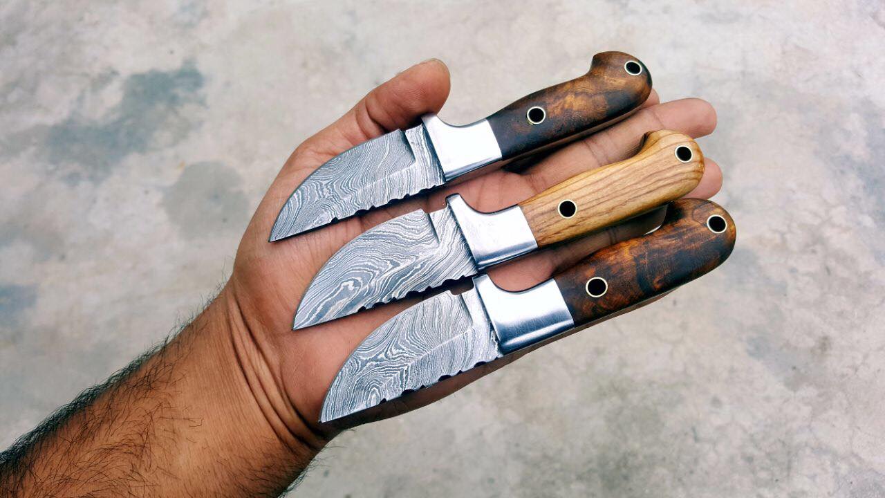 KBS Knives Store Skinner Knives Custom Handmade Deer Skinning Knife with Damascus Steel Blade
