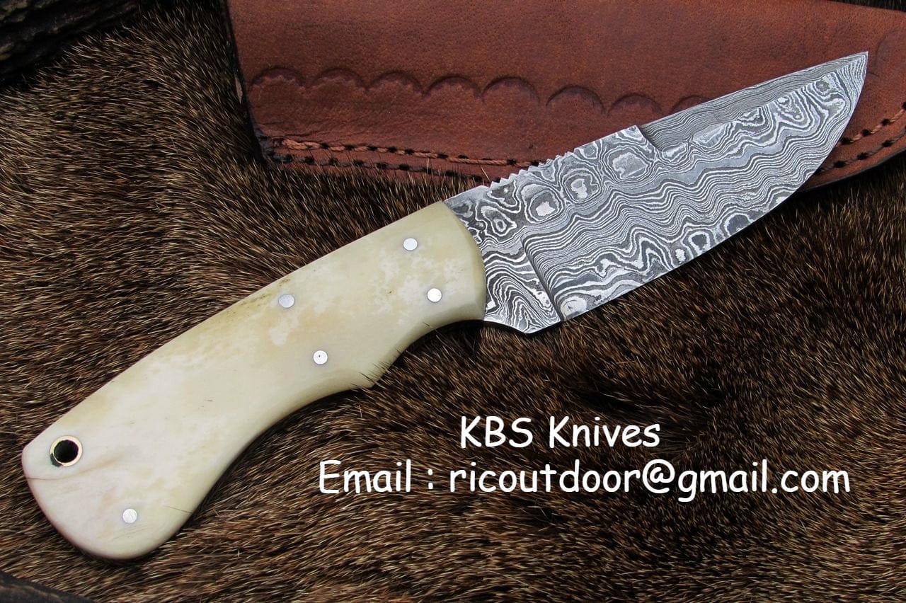 KBS Knives Store Skinner Knives Custom Handmade Fixed Blade Skinning Knife – 8 Inches