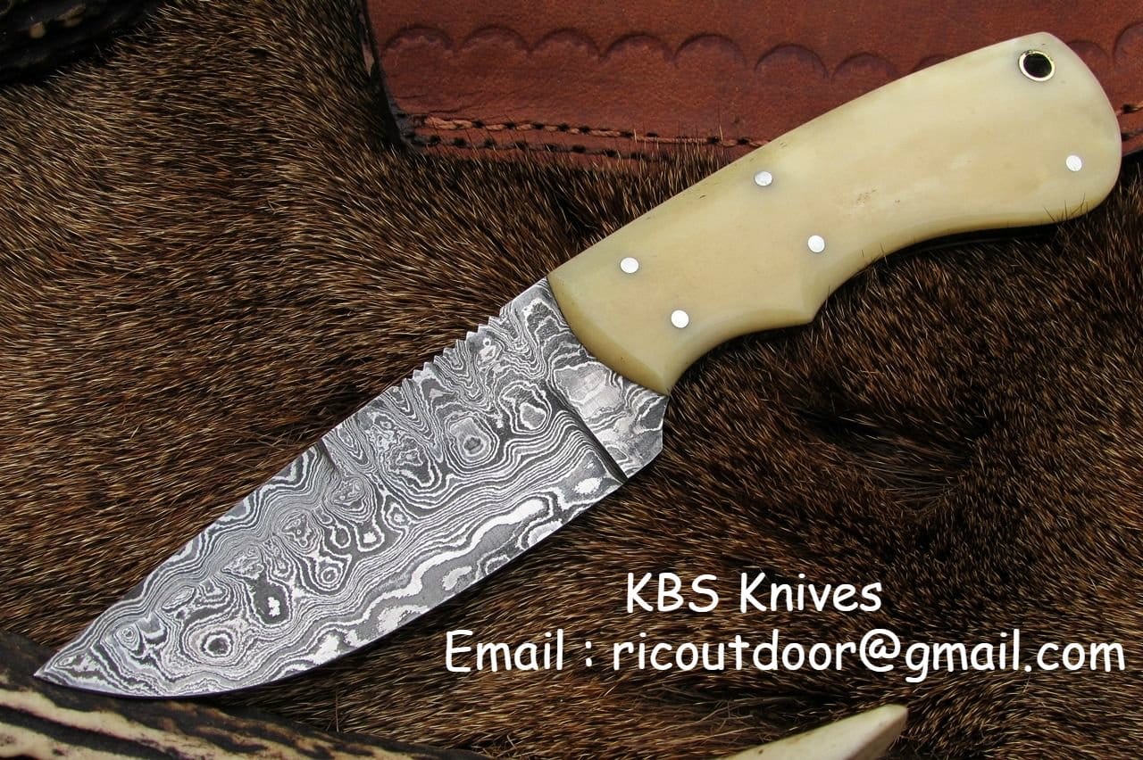 KBS Knives Store Skinner Knives Custom Handmade Fixed Blade Skinning Knife – 8 Inches