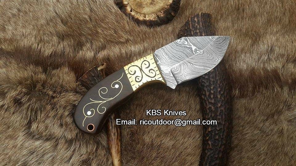 KBS Knives Store Skinner Knives Custom Handmade Skinner Blade with Engraved Rosewood Handle