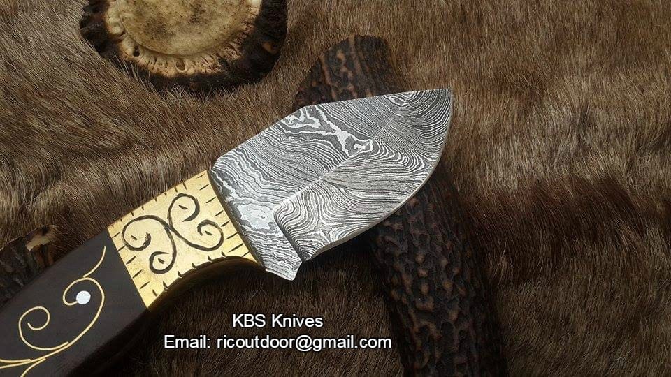 KBS Knives Store Skinner Knives Custom Handmade Skinner Blade with Engraved Rosewood Handle