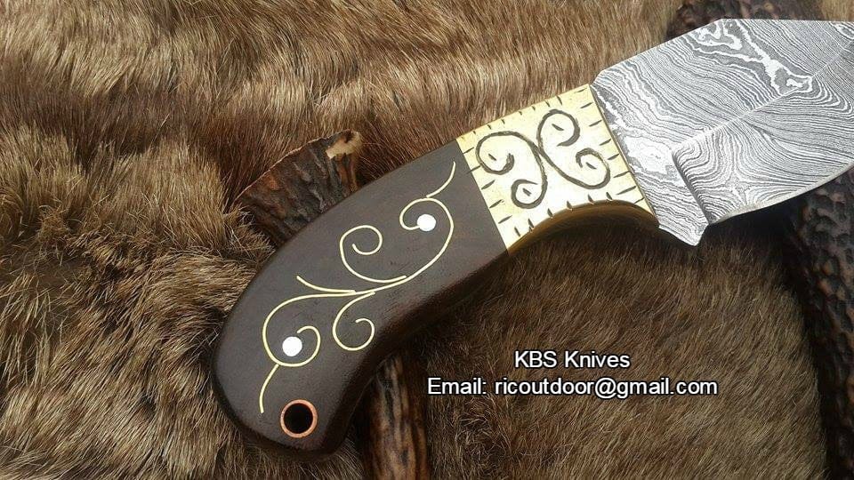 KBS Knives Store Skinner Knives Custom Handmade Skinner Blade with Engraved Rosewood Handle
