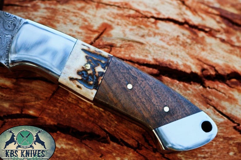 KBS Knives Store Skinner Knives Damascus Steel EDC Guthook Skinner Knife