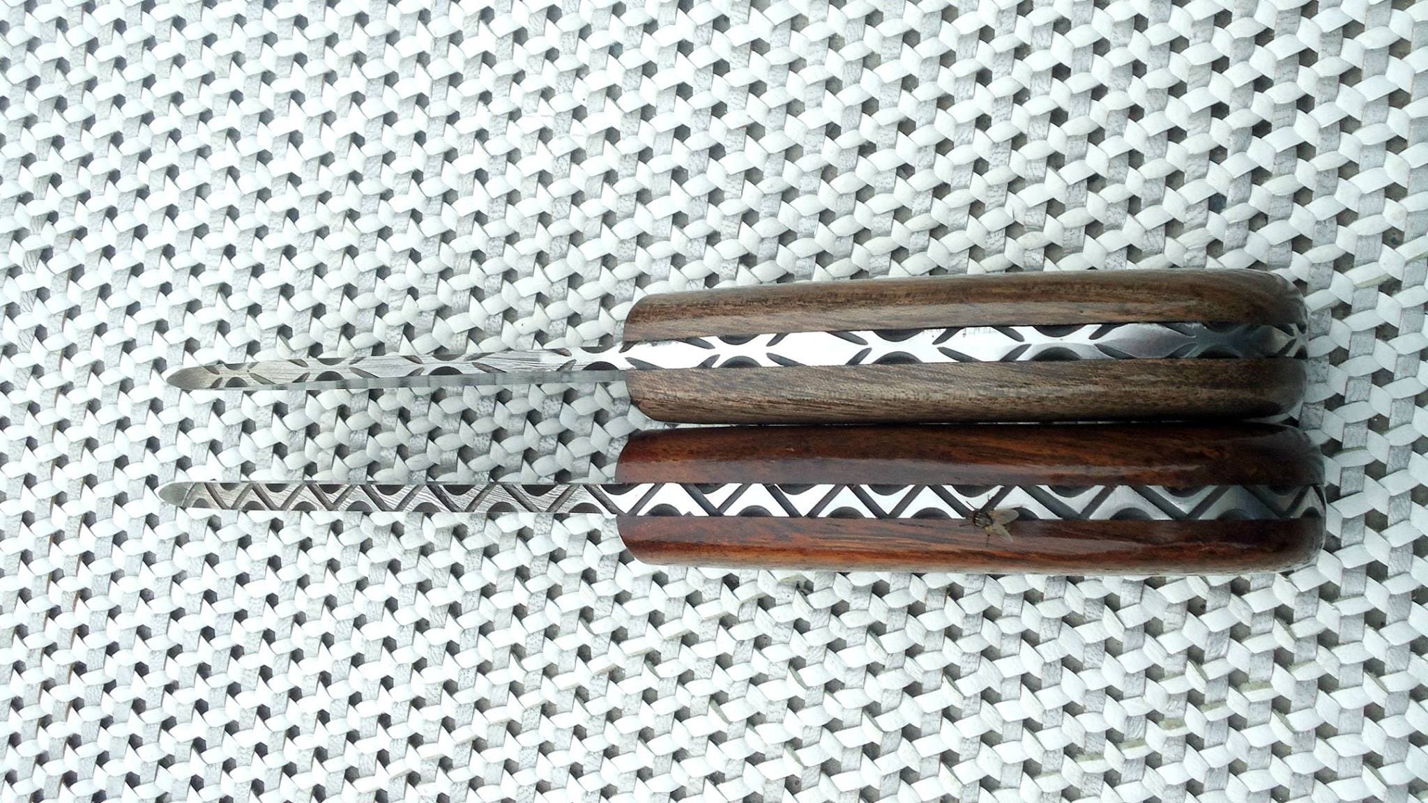 KBS Knives Store Skinner Knives Premium Damascus Steel Drop Point Skinning Knife – 7 Inch Overall Length with Walnut and Rosewood Handle