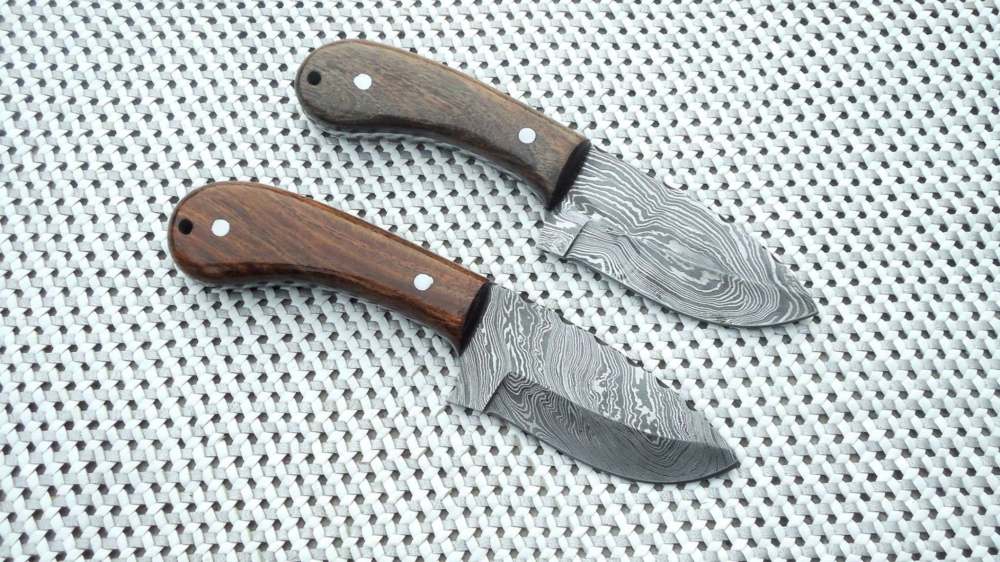 KBS Knives Store Skinner Knives Premium Damascus Steel Drop Point Skinning Knife – 7 Inch Overall Length with Walnut and Rosewood Handle