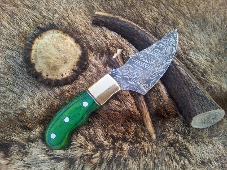 KBS Knives Store Skinner Knives Premium Damascus Steel Field Dressing Deer Skinning Knife – 7 Inch Drop Point Blade with Exotic Pakka Wood Handle