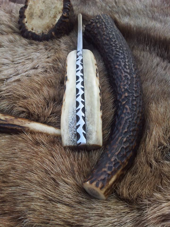 KBS Knives Store Skinning Knives Custom Damascus Steel Field Dressing Deer Skinning Knife with Antler Horn Handle – 7 Inch Drop Point Blade