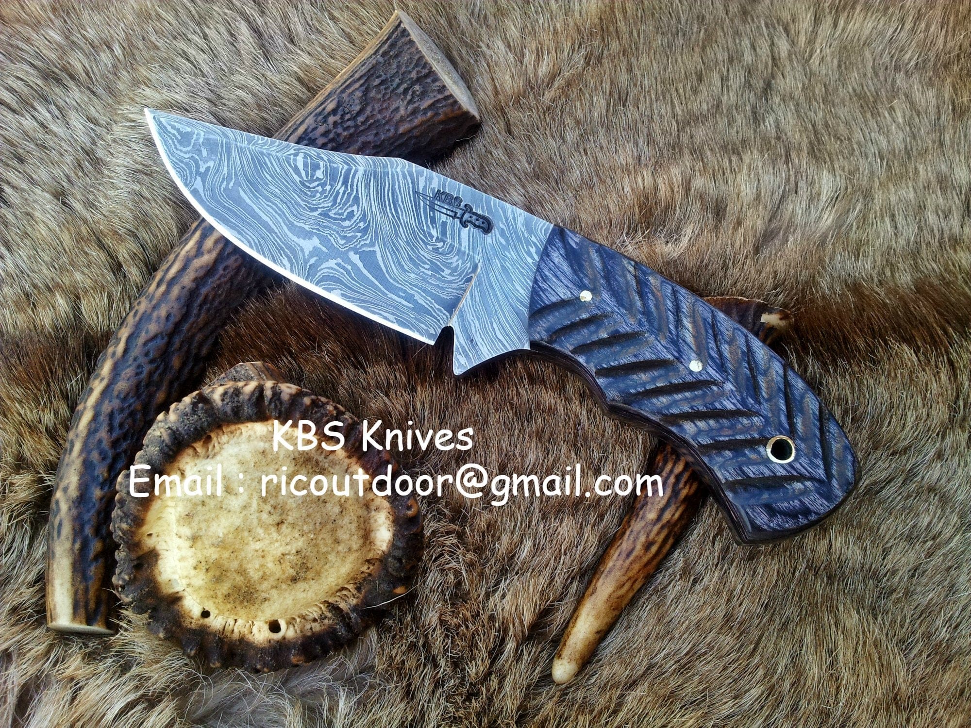 KBS Knives Store Skinning Knives Custom Damascus Steel Field Dressing Deer Skinning Knife with Exotic Pakka Wood Handle – 8.5 Inch Hunting Knife