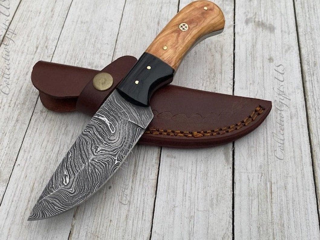 KBS Knives Store Skinning Knives Custom Handmade Damascus Skinning Knife