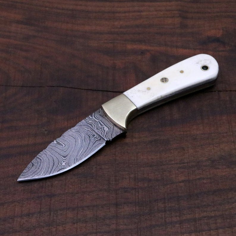KBS Knives Store Skinning Knives CUSTOM HANDMADE DAMASCUS STEEL SKINNING KNIFE