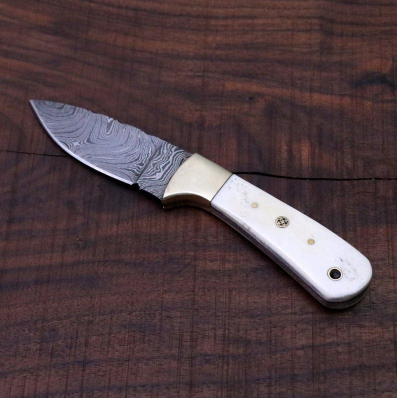 KBS Knives Store Skinning Knives CUSTOM HANDMADE DAMASCUS STEEL SKINNING KNIFE