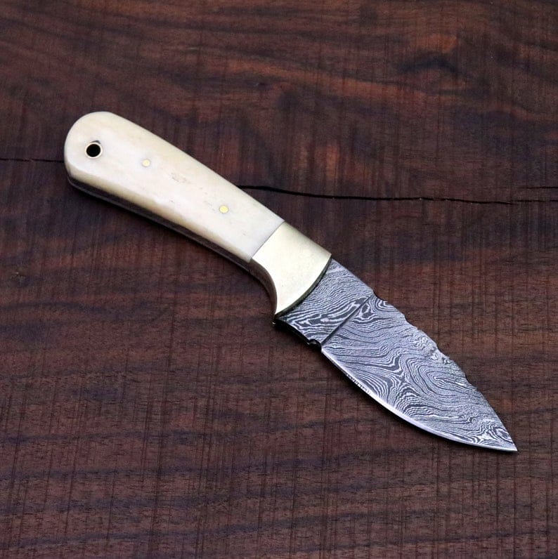 KBS Knives Store Skinning Knives CUSTOM HANDMADE DAMASCUS STEEL SKINNING KNIFE