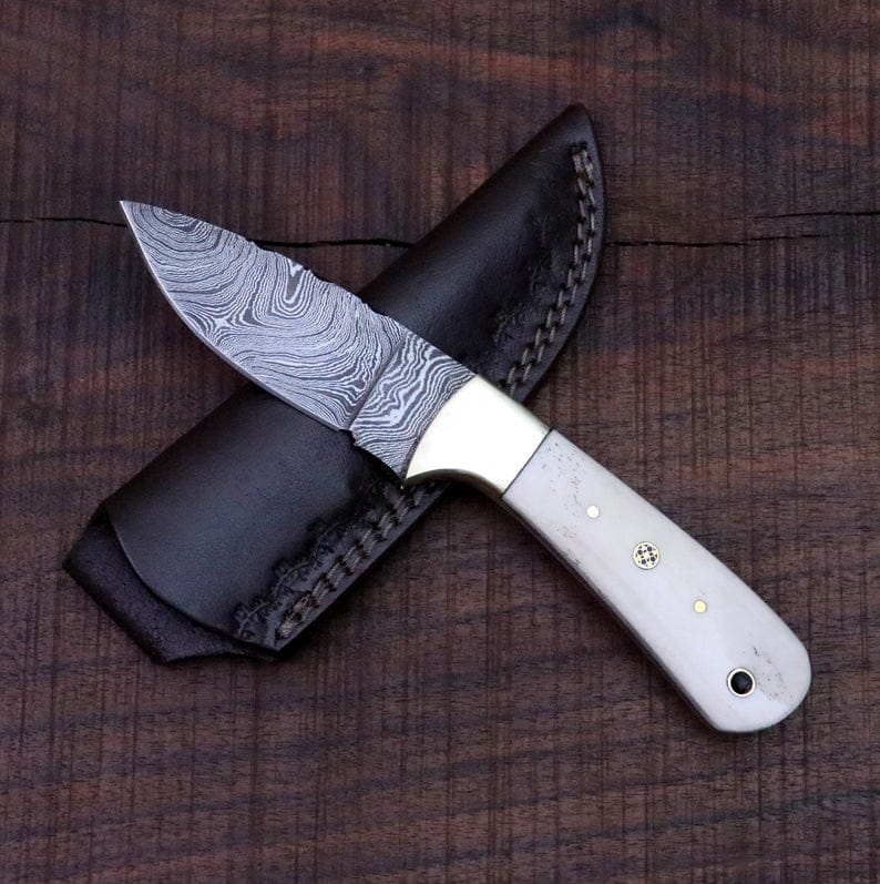 KBS Knives Store Skinning Knives CUSTOM HANDMADE DAMASCUS STEEL SKINNING KNIFE