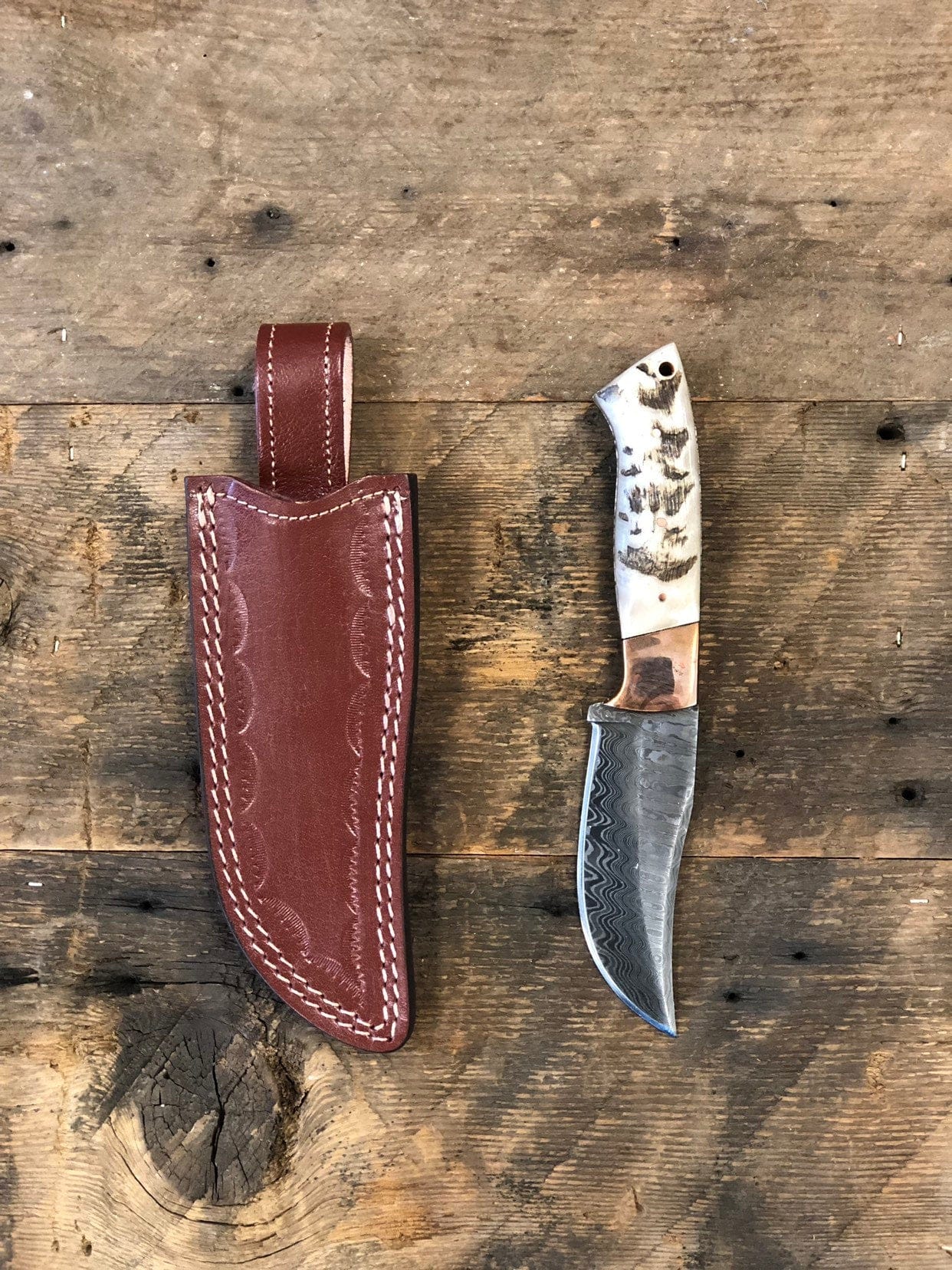 KBS Knives Store Skinning Knives Custom Handmade Damascus Steel Skinning Knife