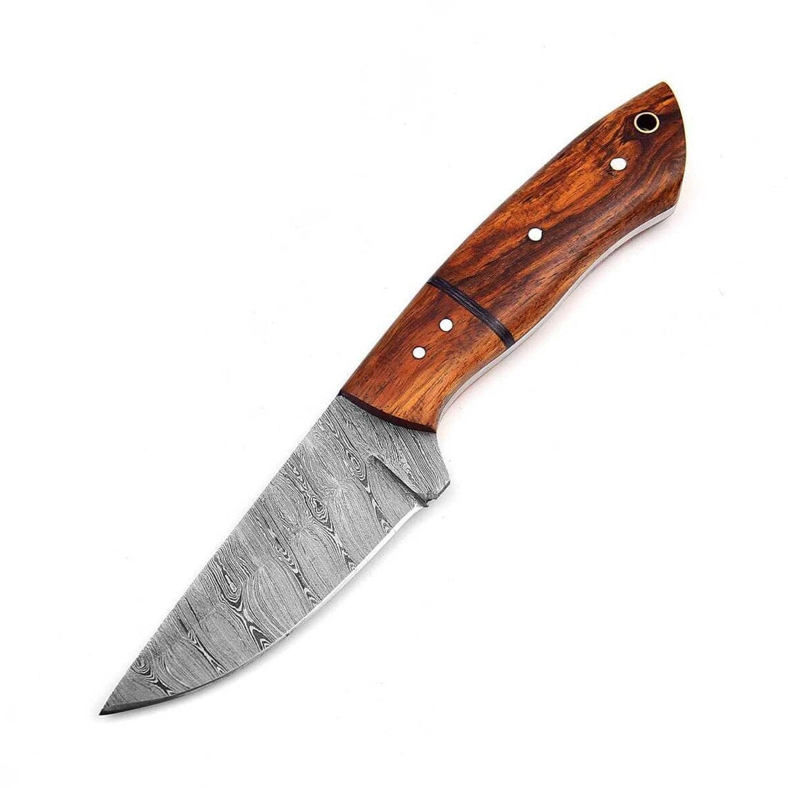 KBS Knives Store Skinning Knives Custom Handmade Damascus Steel Skinning Knife with Rosewood Handle, 7.25-inch